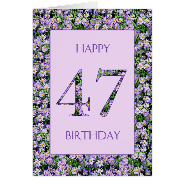 47th Birthday Purple Daisies Cards (Front)