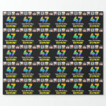 [ Thumbnail: 47th Birthday: Rainbow “47“; Custom Photos & Name Wrapping Paper ]