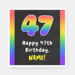 [ Thumbnail: 47th Birthday: Rainbow Spectrum # 47, Custom Name Napkins ]