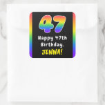 [ Thumbnail: 47th Birthday: Rainbow Spectrum # 47, Custom Name Sticker ]