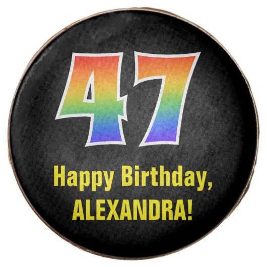 47th Birthday - Rainbow Spectrum Pattern Number 47 Chocolate Covered Oreo (Front)