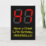 [ Thumbnail: 47th Birthday: Red Digital Clock Style "47" + Name Card ]