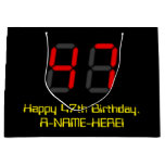 [ Thumbnail: 47th Birthday: Red Digital Clock Style "47" + Name Gift Bag ]