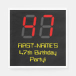 [ Thumbnail: 47th Birthday: Red Digital Clock Style "47" + Name Napkins ]