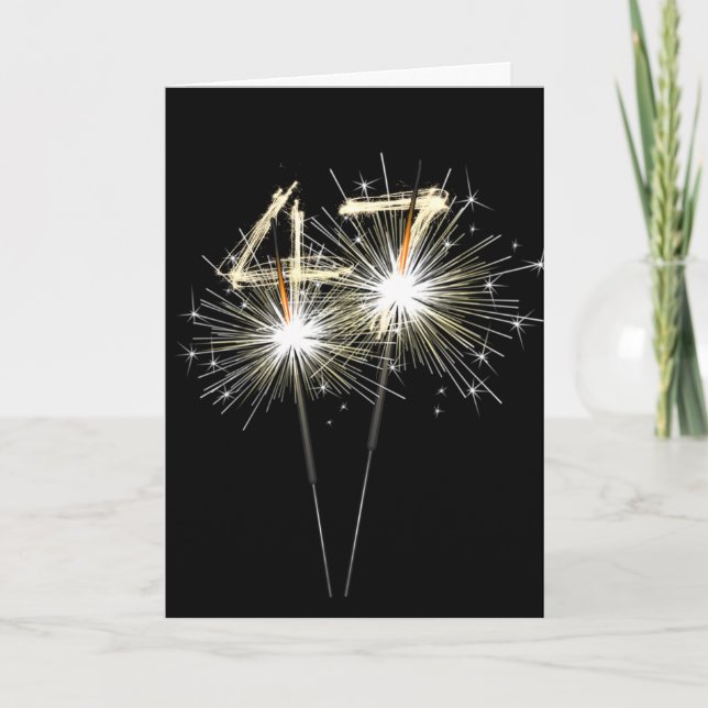 47th Birthday Sparklers on Black Card (Front)