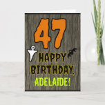 [ Thumbnail: 47th Birthday: Spooky Halloween Theme, Custom Name Card ]