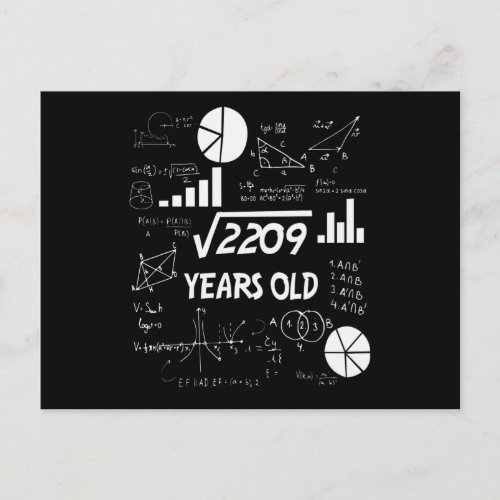 47th Birthday Square Root Math 47 Years Old Bday Postcard