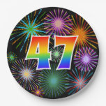 [ Thumbnail: 47th Event - Fun, Colorful, Bold, Rainbow 47 Paper Plates ]