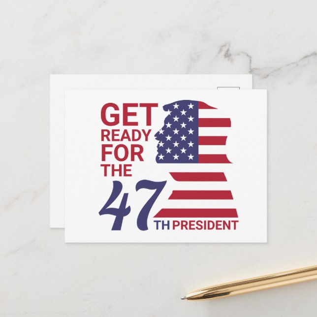 47th President, American Trump Flag Postcard (Front/Back In Situ)