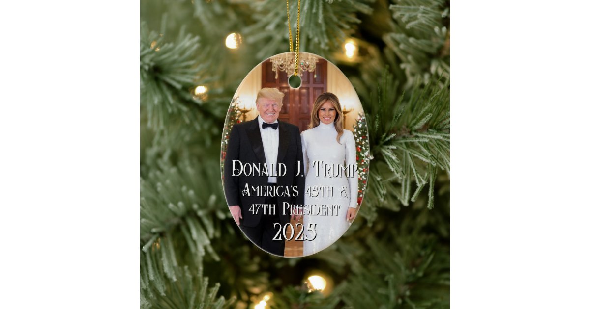 47th President Donald Trump Melania 2025 Christmas Ceramic Ornament