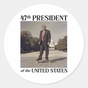 47th President Donald Trump On Skateboard Classic Round Sticker