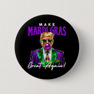 47th President Trump Pop Art Mardi Gras New Orlean Button