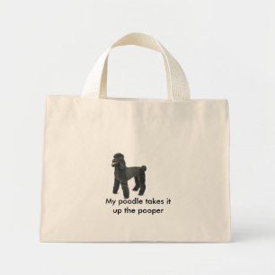 4861-Plush-BlackPoodle, My poodle takes it up t... Mini Tote Bag