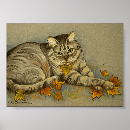 4872 Autumn Cat Art Print