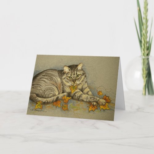 4872 Autumn Cat Birthday Card