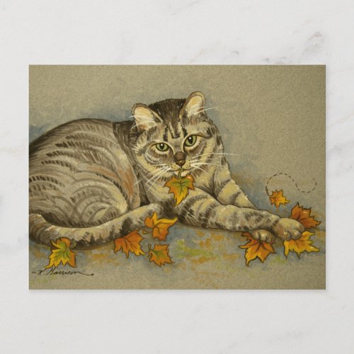 4872 Autumn Cat Postcard