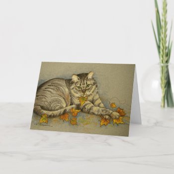 4872 Autumn Cat Thanksgiving Greeting Card by RuthGarrison at Zazzle