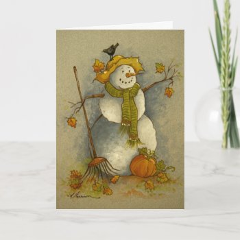 4878 Harvest Snowman Halloween Greeting Card by RuthGarrison at Zazzle