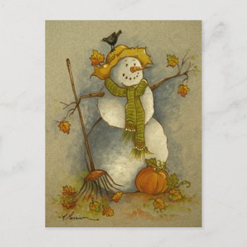4878 Harvest Snowman Postcard by RuthGarrison at Zazzle