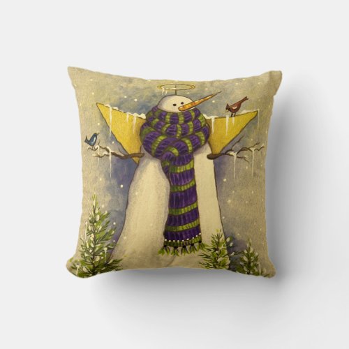 4881 Snow Angel  Birds Christmas Throw Pillow