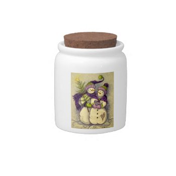 4882 Snowmen Christmas Candy Jar by RuthGarrison at Zazzle