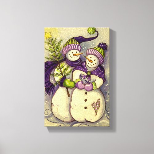 4882 Snowmen Christmas Canvas Print