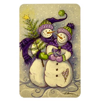 4882 Snowmen Christmas Magnet by RuthGarrison at Zazzle