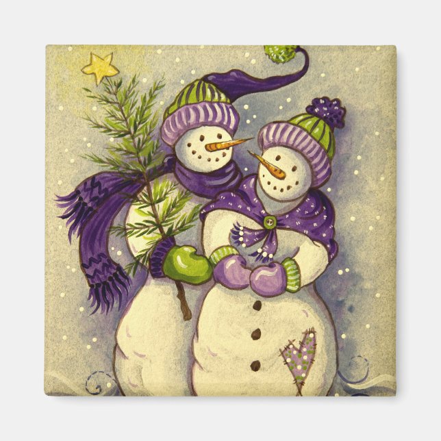4882 Snowmen Christmas Magnet (Front)