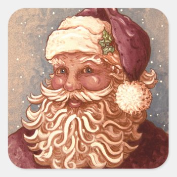 4884 Santa Claus Christmas Square Sticker by RuthGarrison at Zazzle