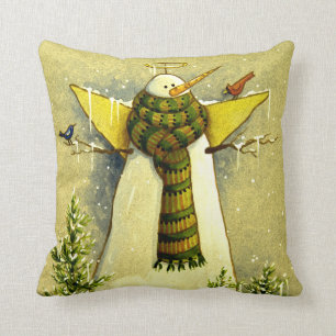 4894 Snow Angel & Birds Christmas Throw Pillow