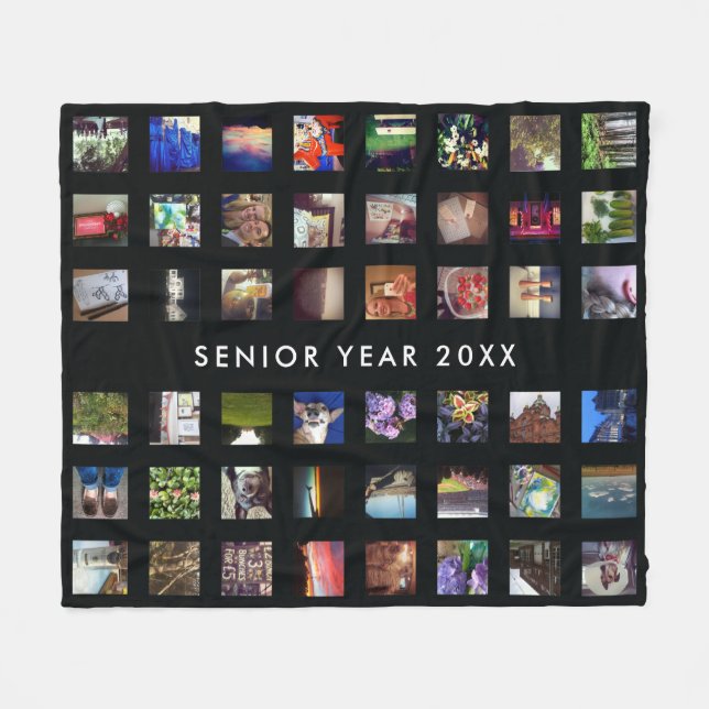 48 Instagram Photos Custom Fleece Throw Blanket (Front (Horizontal))