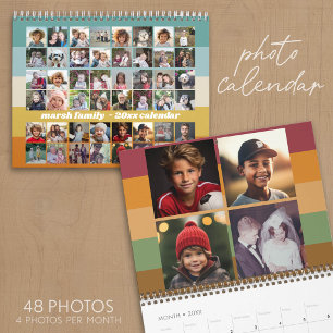 48 Photo - Retro Stripe Colorful Family Calendar