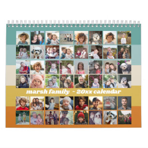 48 Photo - Retro Stripe Colorful Family Calendar