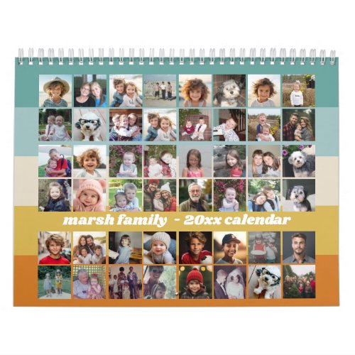 48 Photo _ Retro Stripe Colorful Family Calendar