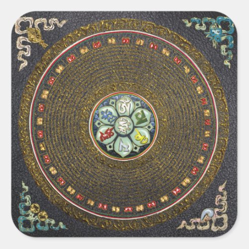 48 Round Tibetan OM Mantra Mandala Square Sticker
