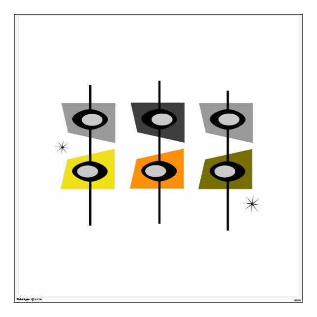 48" x  48" - Mid Century Modern - Wall Decal (Front)