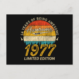 48 Year Old 1977 Retro Awesome 48th Birthday Gift Postcard