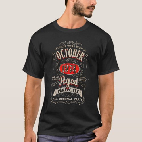 48 Year Old 48th Birthday Legends Born October 197 T_Shirt