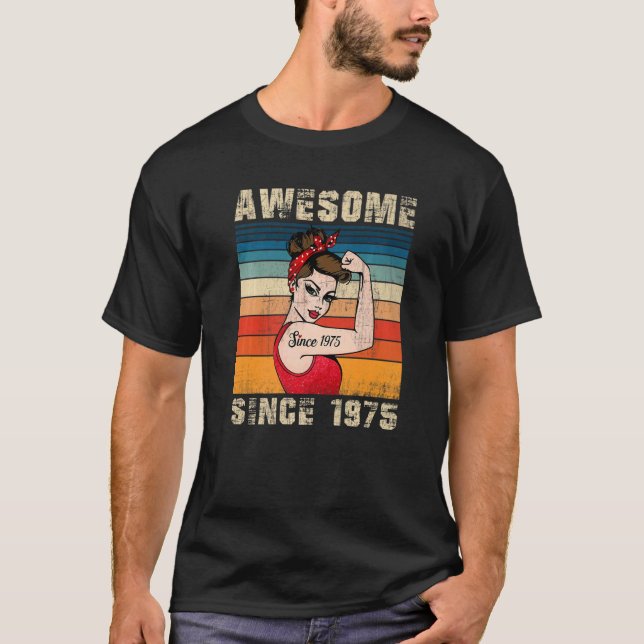 48 Year Old Awesome Since 1975 48th Birthday  Wome T-Shirt (Front)