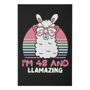 48 Year Old Bday Llamazing Llama 48th Birthday Faux Canvas Print