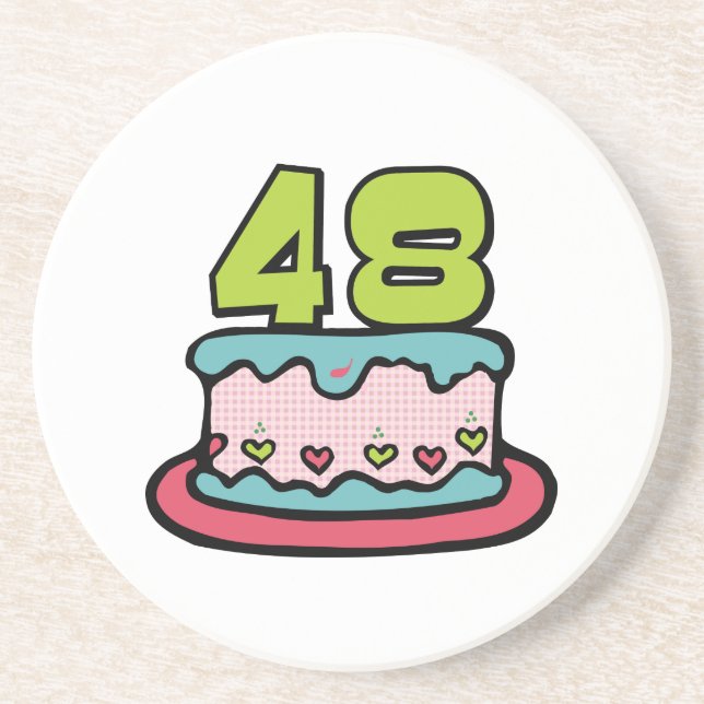 48 Year old Birthday Cake Coaster (Front)