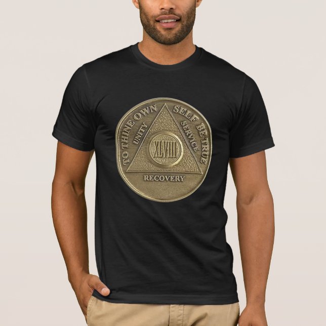 48 Year Sober Recovery Anniversary Coin T-Shirt (Front)