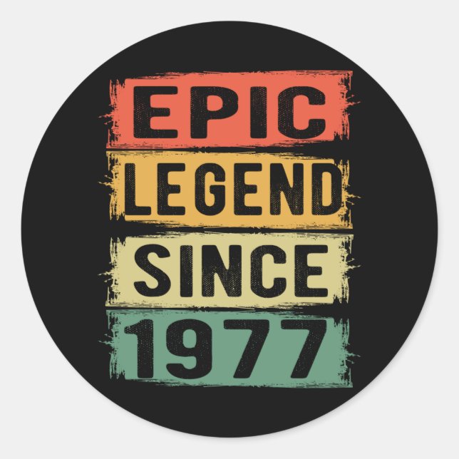 48 Years Old Bday 1977 Epic Legend 48th Birthday Classic Round Sticker (Front)