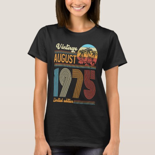 48 Years Old Birthday  Vintage August 1975 Women M T_Shirt