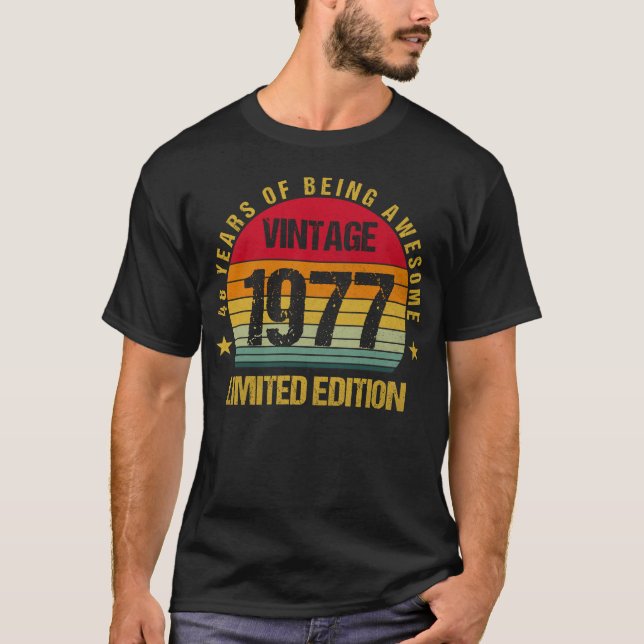 48 Years Old Forty-Eight 1977 48th Birthday   T-Shirt (Front)