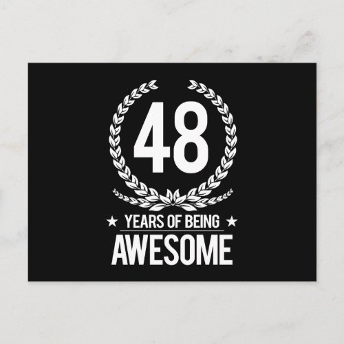 48th Birthday 48 Years Of Being Awesome Postcard