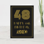 [ Thumbnail: 48th Birthday: Art Deco Inspired Look "48" & Name Card ]