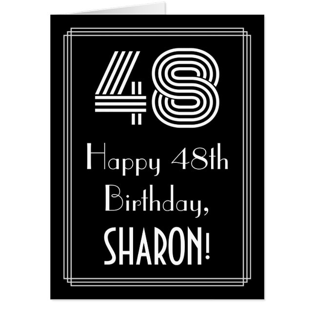 48th Birthday — Art Deco Inspired Look “48” + Name Card (Front)