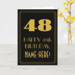 [ Thumbnail: 48th Birthday – Art Deco Inspired Look "48" & Name Card ]