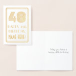 [ Thumbnail: 48th Birthday - Art Deco Inspired Look "48" & Name Foil Card ]